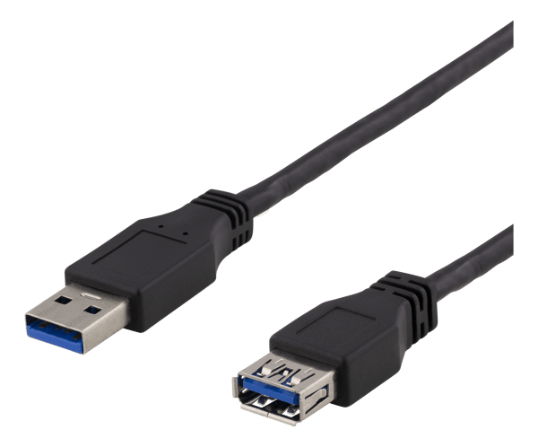 USB 3.2 Gen1 Forlengelseskabel 2m USBA hann>USBA hunn svart