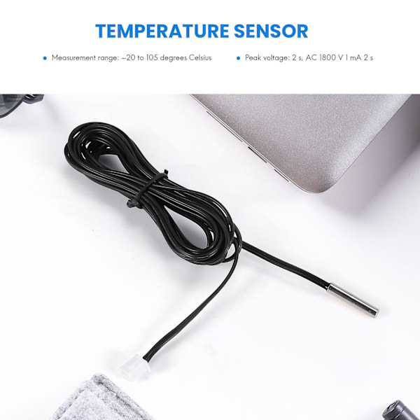 Vktech 1M NTC Termistor Temperatursensor Vanntett Sonde Ledning 10K 1% 3950