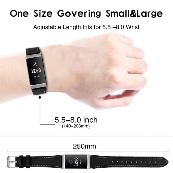 Fitbit Charge 3/4 armbånd Læder Sort