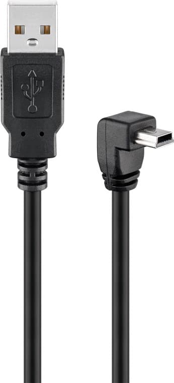 USB-A–Mini-B-kaapeli 90°, 1,8 m, musta