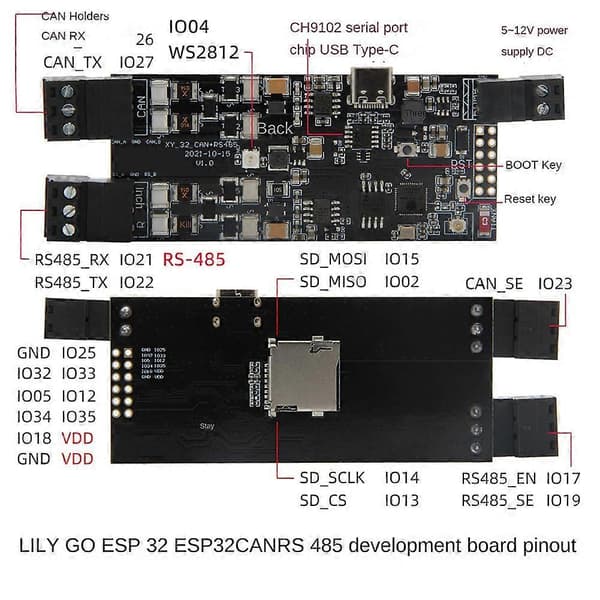 T-CAN485 ESP32 CAN -485 Stöder TF-kort WIFI Bluetooth Trådlös IOT Kontrollmodul Utvecklingskort