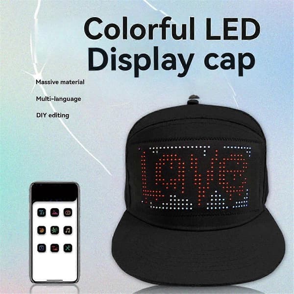 LED Hat Lys Display Skærm DIY Smart Pixel Matrix Baseball Kasket Genopladelig Bluetooth Hip Hop Str