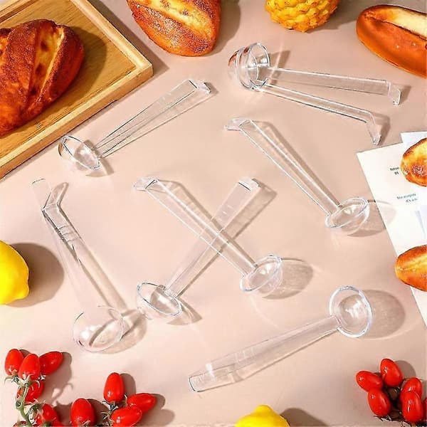 10 Stycken 35ml Liten Slev Klar Plast Slev Mini Slev Sked för Servering Dressingar Bålskål S