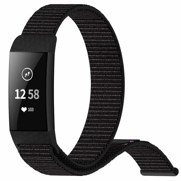 Fitbit Charge 3/4 rem nylon Svart