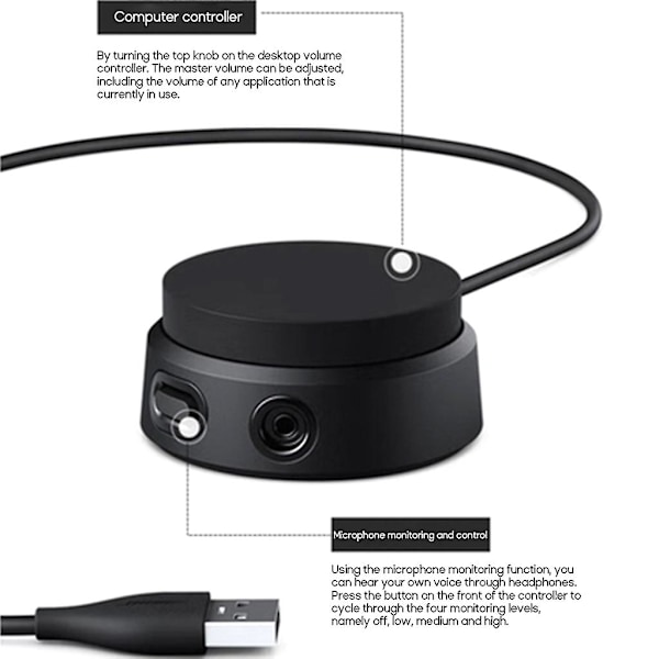 Spillhodetelefon USB-kontrollkabel for A10 A40 Qc35 Ii Qc45 headset