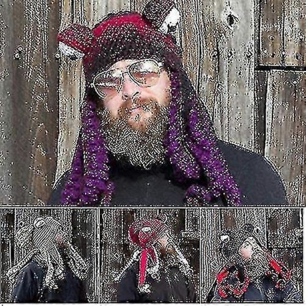 Hat Octopus Hat Sjov Hovedbeklædning Håndstrikket Blæksprutte Form-FARVE: sort