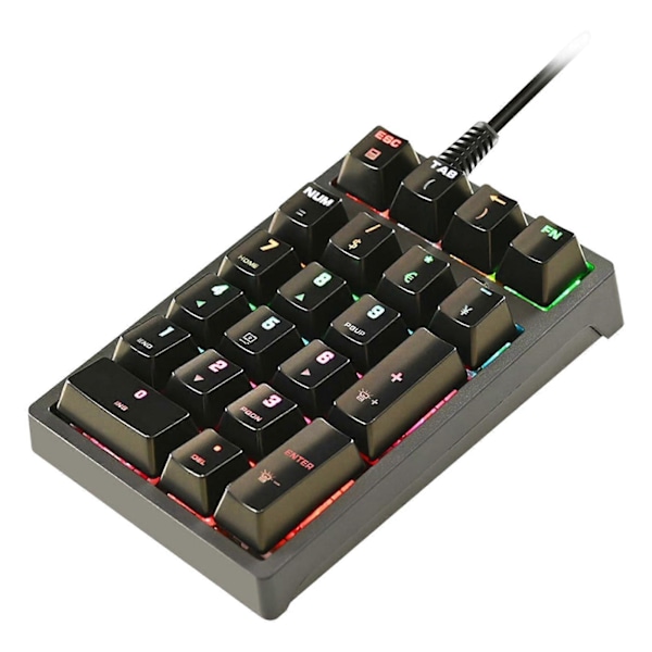 K21 Mini Mekaaninen Numeronäppäimistö 21 Näppäintä USB-johdolla RGB Kassapöytä