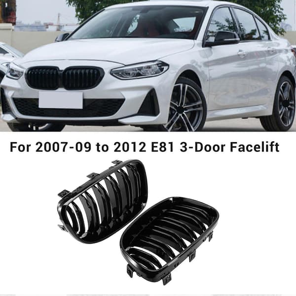 Blank Sort Dobbelt Lamel Front Nyre Grill Udskiftning til E81 E87 E82 E88 120I 128I 130I 135