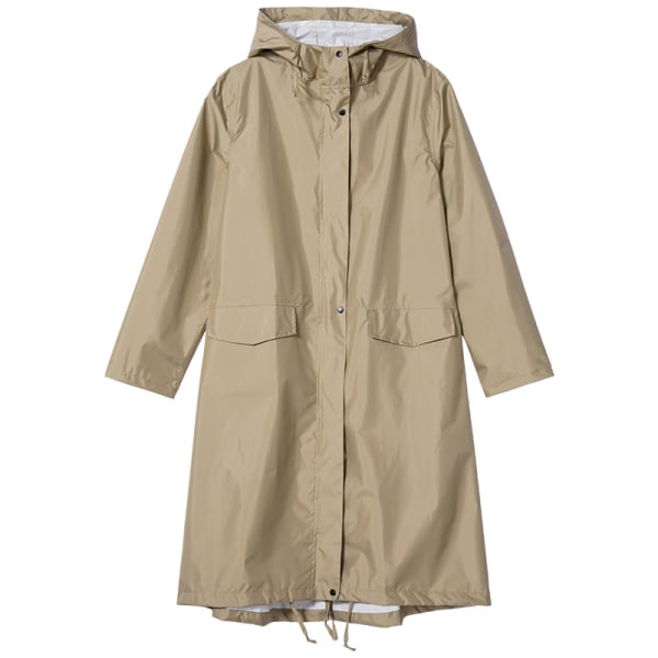 Enfärgad regnkappa vattentät lös slimmad vindjacka polyesterduk unisex utomhusregnrock XL Khaki