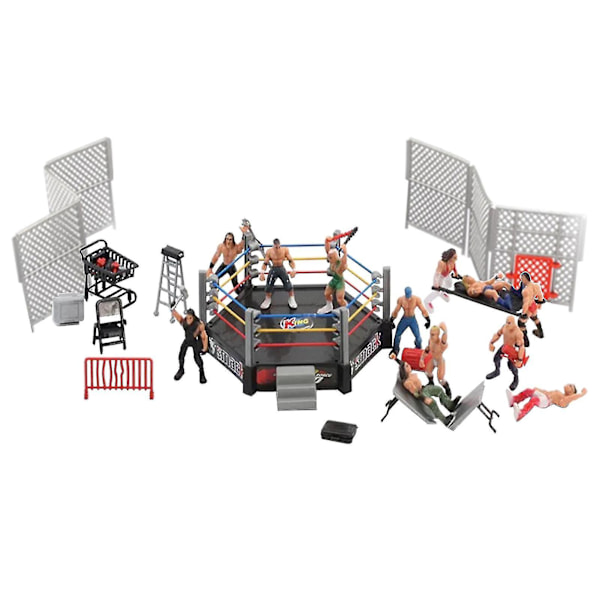 Ultimate 33-Piece Wrestling Playset for Kids, WWE Wrestler Warriors Toys with Ring & Realistic Accessories, Fun Miniature Fighting Action Figures