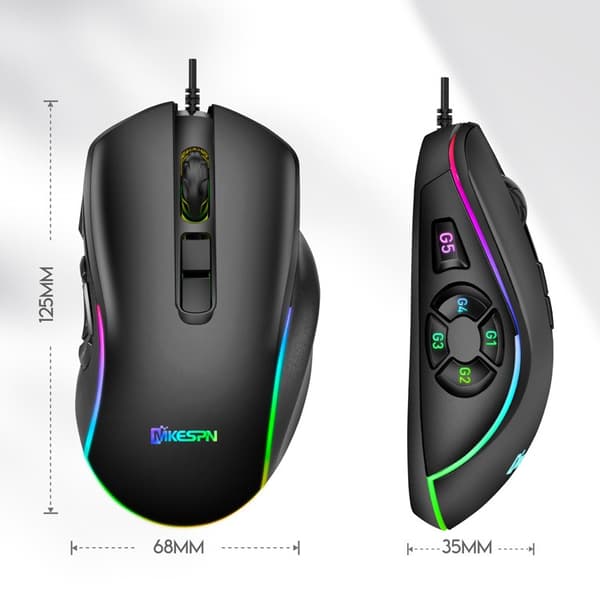 10-button RGB Gaming Mouse with High Precision and Customizable DPI up to 12800 for Optimal Gaming Experience