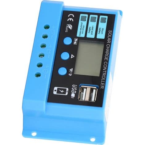10A PWM Solarladeregulator med USB-porter for batterier og paneler
