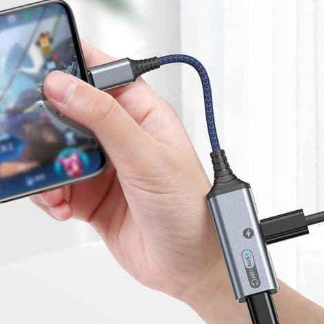 60W USB-C til 3.5mm Jack Audioforstærker PD - Hi-Fi Hovedtelefonadapter - Blå