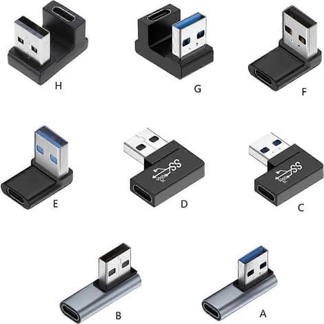 90° Rätvinklig USB 3.0 Hane till Hona Typ-C Adapter - USB-C Förlängning