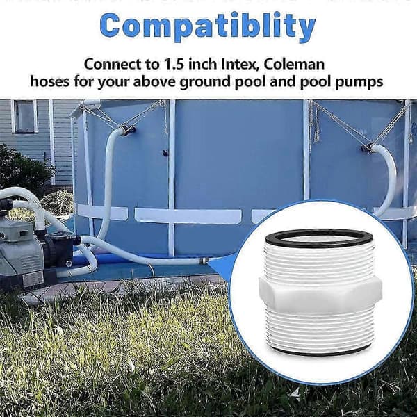 Poolslangadapter 1,5 tum för poolpumpslang med ringpackningar Poolslangadapterdelar JP