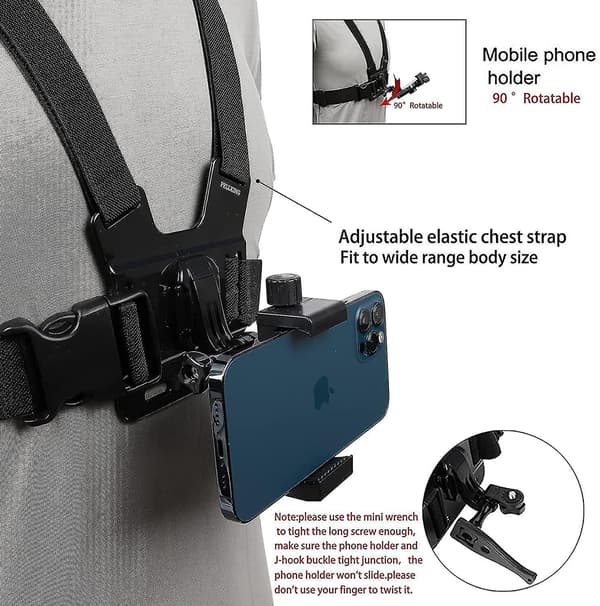 Mobiltelefon Brystmonteringsele Remholder Celletelefon Klip Actionkamera Pov Til Samsung Iphone Plus