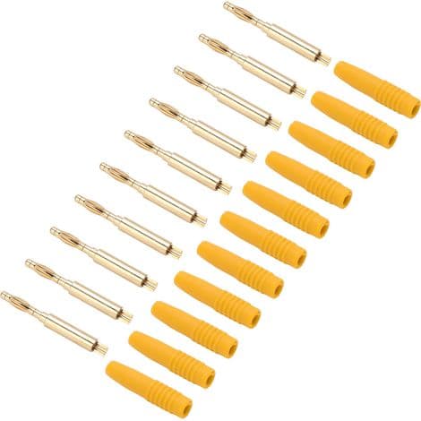 10 Stykker 2mm Han Isolerede Gule Bananstik til Elektronisk Testudstyr