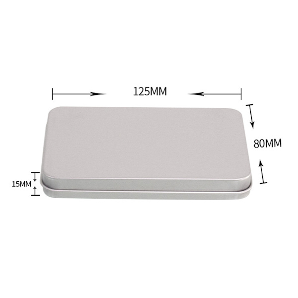 Rectangular Tin Box - Silver (12.5x8x1.5cm)