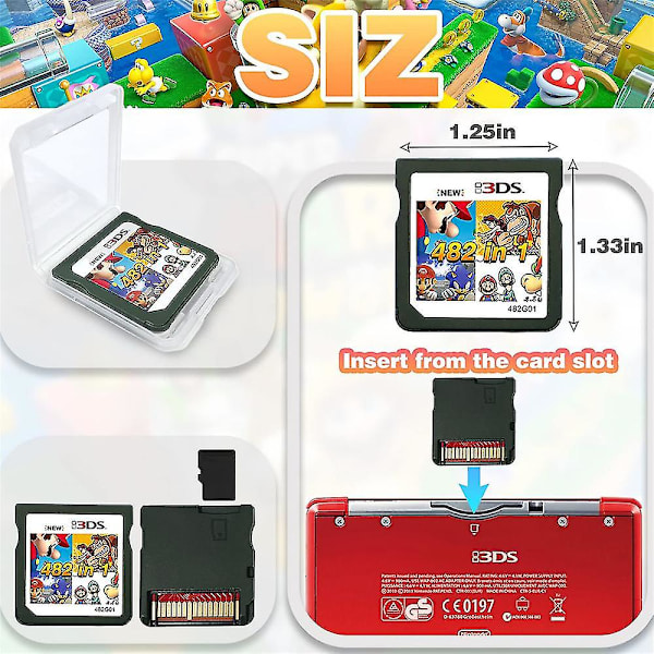 482 i 1 Spelkort Innehållande 482 Klassiska Nostalgiska Spel Passar De Flesta Ds / 2ds / 3ds Konsoler