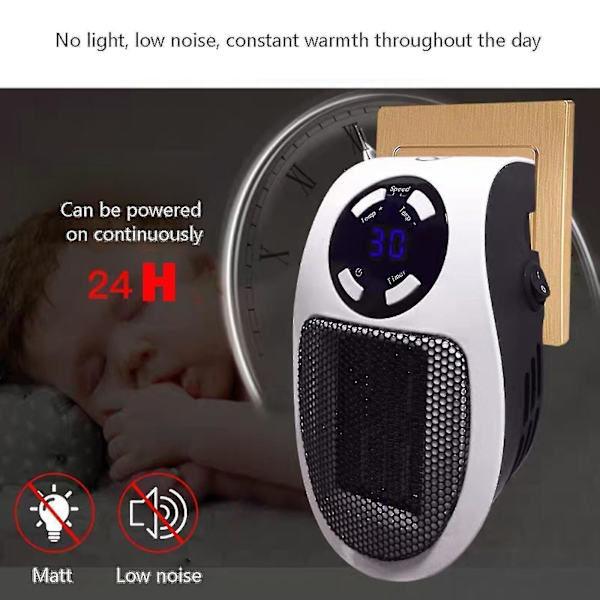 Keramisk Mini Värmefläkt - 500W Bärbar Plug-in med Fjärrkontroll