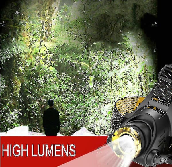 990000lm LED Hodelykt Oppladbar Hodelykt Zoombar Hodelykt Lampe