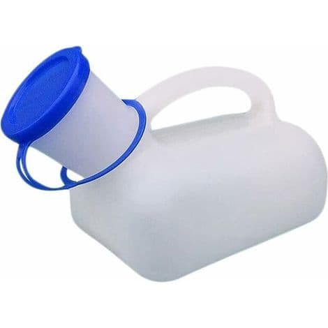 Bærbart urinal for menn og kvinner, 1000 ml, bærehåndtak, campingtoalett