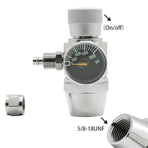 Akvarium CO2 Regulator 2000psi Tryckmätare för 6mm Sugrör 5/8-18UNF
