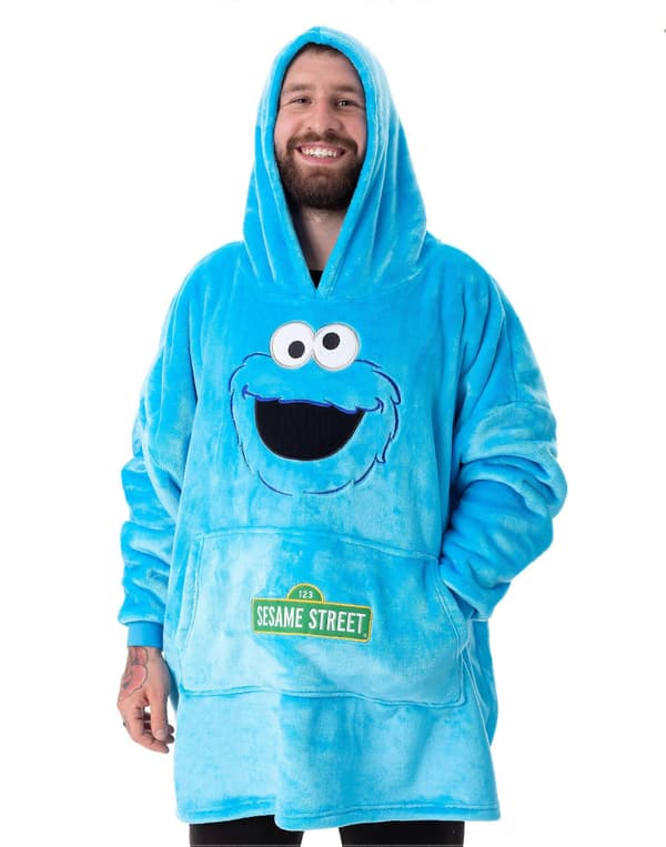 Sesame Street Unisex Teppe-Hettegenser Blå Cookie Monster - One Size