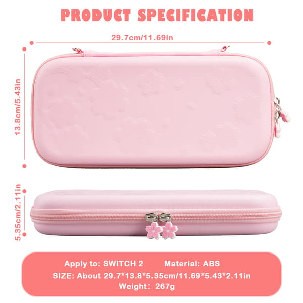 Sakura Protection Kit Compatible with Switch 2: EVA Case, Screen Protector, Stand & Button Caps for Enhanced Gaming