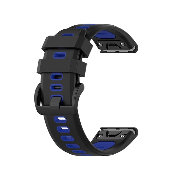 Garmin Fenix 5/6 ranneke silikoni musta/sininen