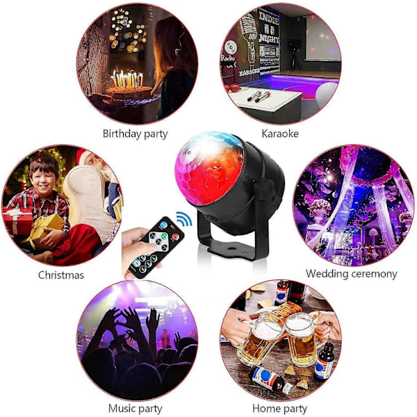 Pakke Bærbare Lydaktiverte Fjernstyrte Partylys USB-plugg Dj-belysning RBG Diskokule Bil Strobelys Danserom Halloween Julebord