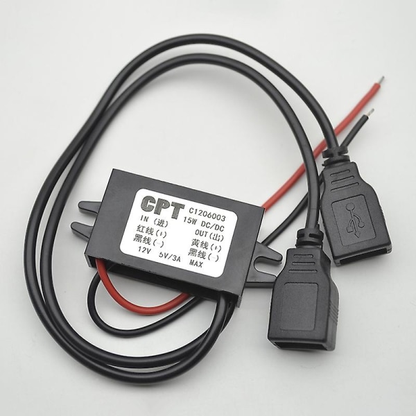 Enkelt USB bil 12v til 5v 3a bil strømkonverter oplader step-down modul-jbk