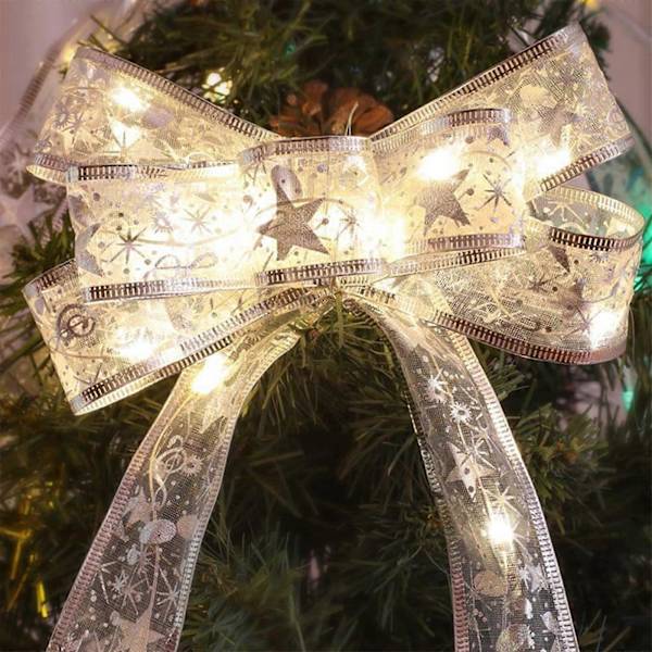 Juldekorationer Julkband LED Ljussträng Juldekorationer Julklappsprydnader Presenter Guldpräglad Dubbellagerband