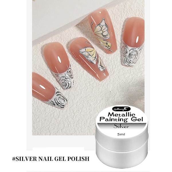 Metallisk Målad UV Gel Nagellack, 3 Färger 3D Nagelkonst Kreativ Elastisk Metallisk Målad Lim Soak Off Nagellack DIY Guld Silver Roséguld