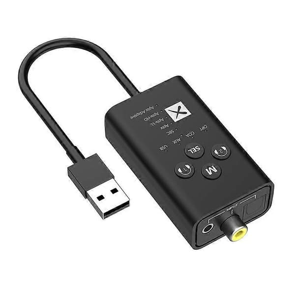 T9 Bluetooth 5.2 ljudsändare med låg latens, stöder fiberoptisk koaxial APTX med USB-kabel