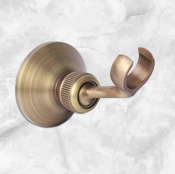 Vintage Messing Dusjhodeholder, Justerbar Dusjhodeholder, Hånddusj Gaffelholder med Messingbeslag