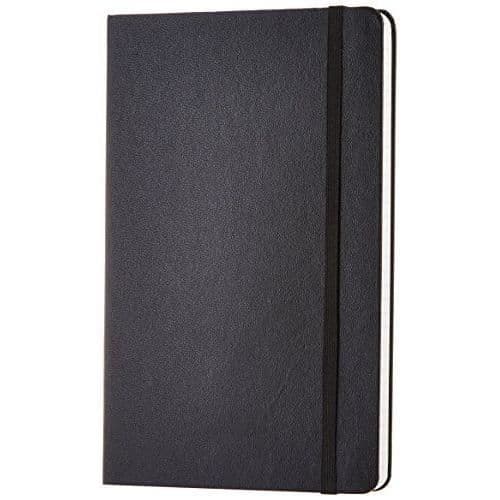 Notesbog - Basic - A6 - Sort - Professionel Notesbog - Elastikbundet Notesbog - 160 Linjerede Sider - Hardcover