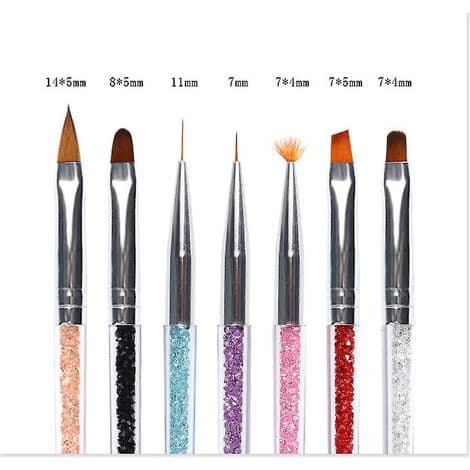 Sæt med 7 dobbeltendede neglekunstbørster, ideel til pointillisme, tegning, maling og liner.