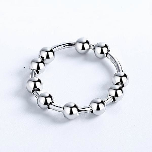 1 stk. Anti-stress ring med 10 roterende perler kobber platinfarvet 20 mm
