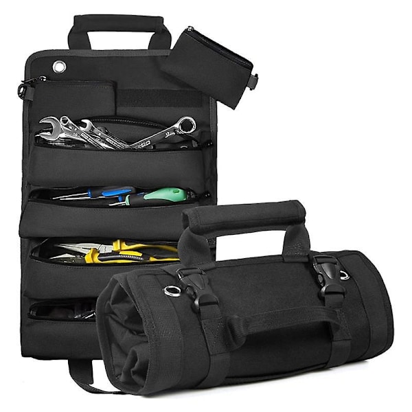 Tool Roll Up Bag, Roll Tool Organizer with 3 Detachable Pouches, Tool Roll Pouch for Mechanic/Elect