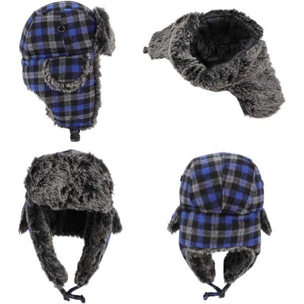 Pilothat Russisk hat vinterhat  pløjet efterårs- og vinterhat med høreværn  vindtæt kold og varm-jbk Navy blue
