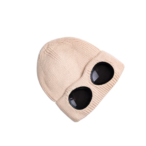 Strikket lue med briller Beige