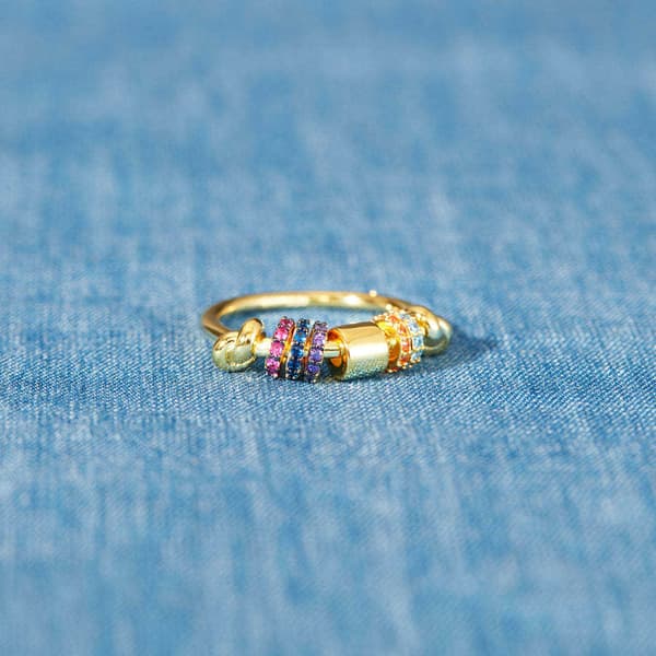 Anti-stressring med roterbare perler Flerfarget 18,2 mm