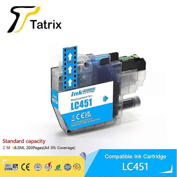Højkvalitets Tatrix Standard Kapacitet Lc451 Lc 451 Kompatibel Blækpatron Til Brother Dcp-j1050dw,dcp-j1140dw,mfc-j1010dw Printer