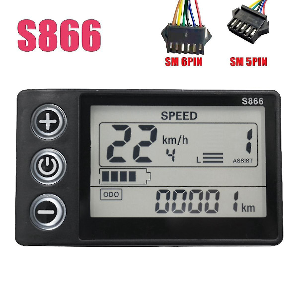 24v 36v 48v 60v S866 Controller Panel Dashboard Elektrisk Cykel LCD Display Til Elektrisk E-cykel Scooter (sm Stik 6pin)
