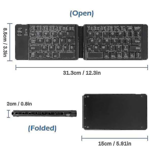 Bluetooth-tangentbord, Kompakt USB Uppladdningsbart, Mini Portabel Trådlöst #yg
