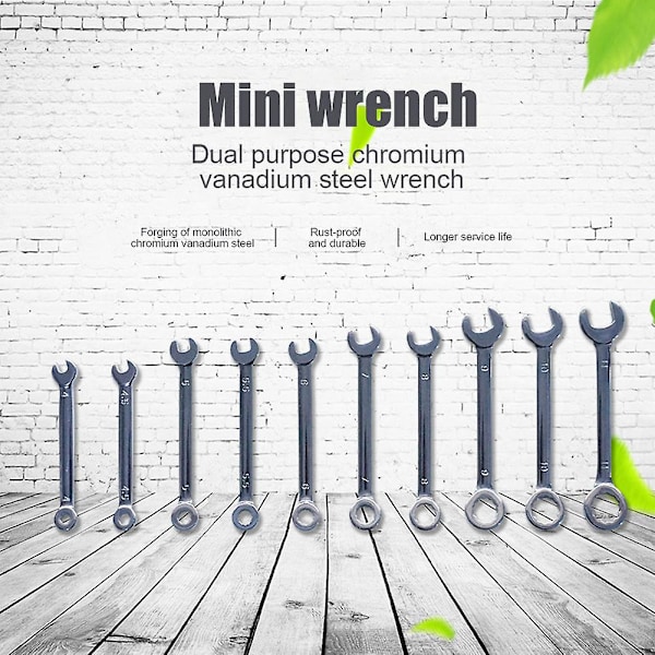 10 st/set Professionell Mini Kombinationsnyckel Set 4-11mm Metrisk Liten