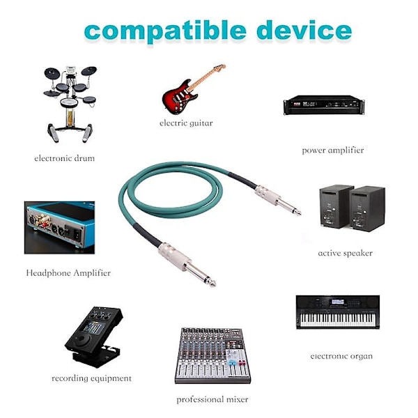 Kitarainstrumenttikaapeli sähkökitarajohto 6,35 mm:n monoliittiliitin Yhdistä kaapeli kitarabassorumpuun