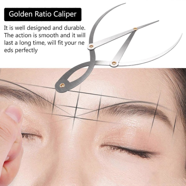 Mean Calipers Gyllene Passare Rostfritt Stål Ögonbrynslinjal 1:1.618 Mätverktyg För Tatuering Makeup
