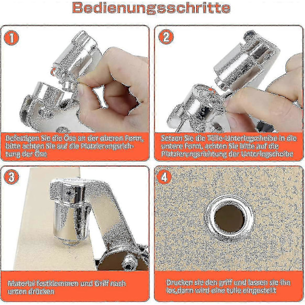 Öljettång, Professionell Öljettstans Set Med 100 Stycken (inre 10mm) Metallöljetter För Läder Tyg Presenning PVC Gardin Mejsel